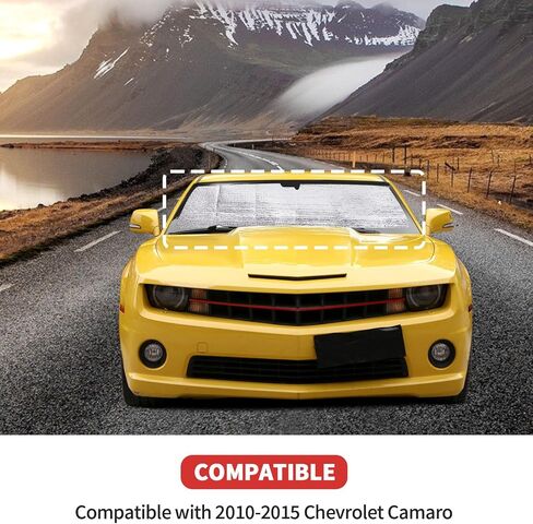 Windshield Sunshade Compatible with Chevy Camaro 2010-2015, Window Sun Shade Heat Shield Sun Visor Mat,Chrome in Saudi Arabia