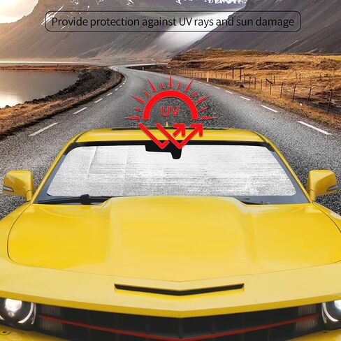 Windshield Sunshade Compatible with Chevy Camaro 2010-2015, Window Sun Shade Heat Shield Sun Visor Mat,Chrome in Saudi Arabia