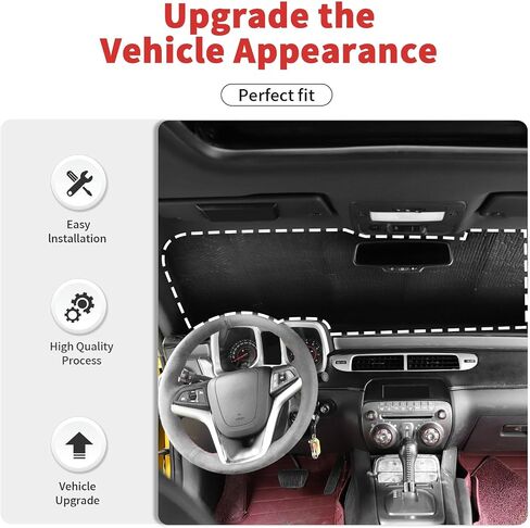 Windshield Sunshade Compatible with Chevy Camaro 2010-2015, Window Sun Shade Heat Shield Sun Visor Mat,Chrome in Saudi Arabia