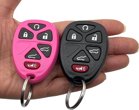 Replacement Key Fob Shell Keyless Entry Remote Car Key Fob Case Fits for Chevy Tahoe Suburban Cadillac Escalade GMC Yukon 2007-2014 6 Buttons Pad Cover (Black + Pink) in Kuwait