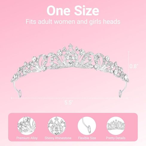 تارياس تاج للنساء ، أغطية حفلات الزفاف للعرائس ، عيد ميلاد ، حفلة موسيقية ، Quinceanera Silver in Kuwait