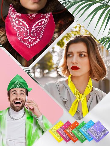 Cutecrop 200 قطعة عصابات بيزلي السائبة للجنسين كاوبوي عصابات الجدة عقال مربع وشاح للنساء الرجال زي الحفلات in Kuwait