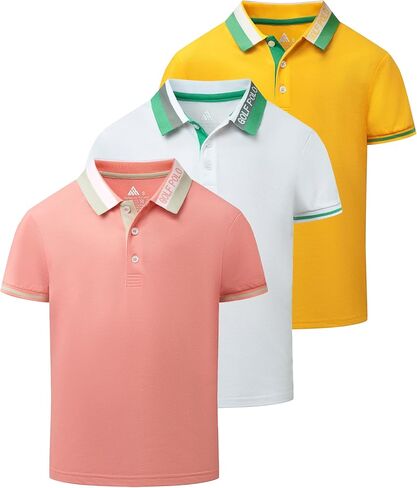 Little Beauty 3 Pack Boys Boys Polo قمصان غير رسمية قميص جولف رياضي جاف سريع in Kuwait