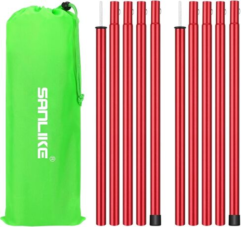 أعمدة الخيام ، SAN مثل أعمدة TALENCELING TELESCOPING ALESCOPING ALPES مع أكياس محمولة ، أعمدة خيمة التخييم الشاقة للمظلات ، مجموعة ملجأ ذبابة المطر المظلة من 2- (5 أقسام ذات طول قابل للتعديل) in Kuwait