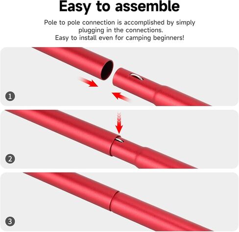 أعمدة الخيام ، SAN مثل أعمدة TALENCELING TELESCOPING ALESCOPING ALPES مع أكياس محمولة ، أعمدة خيمة التخييم الشاقة للمظلات ، مجموعة ملجأ ذبابة المطر المظلة من 2- (5 أقسام ذات طول قابل للتعديل) in Kuwait