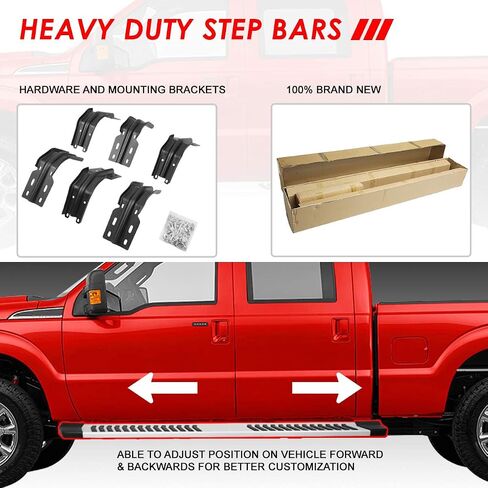 Auto Dynasty 6 Inches Side Step Nerf Bar Running Boards Compatible with Ford F-250 F-350 F-450 F-550 Super Duty Crew Cab 99-16, Stainless Steel, Black Powdercoated in Saudi Arabia