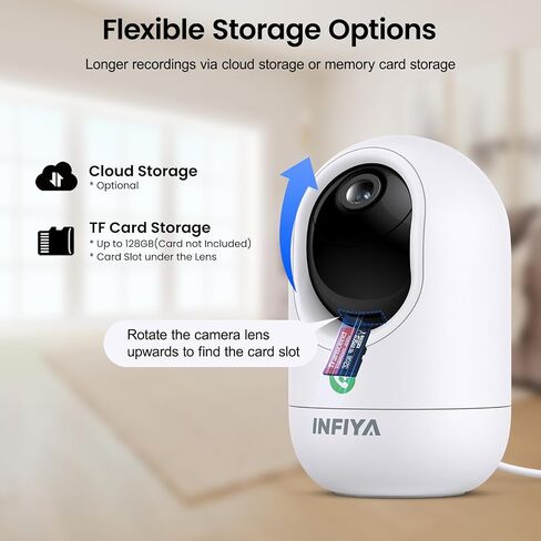 INFIYA 360° PTZ Wired One-Tap Call Indoor Cameras for Home Security, 4Pack | 360° PTZ, One-Tap Call, 24/7 recording, AI Motion Detection, Color Night Vision, Work with Alexa & Google Home, 2.4Ghz Only in Saudi Arabia