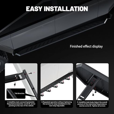 BDFHYK 2PCS Side Steps Compatible with Tesla Cybertruck 2019-2025, Heavy-Duty Running Boards, Anti-Slip Nerf Bars, Double Layer Structure, Exterior Truck Accessories in Saudi Arabia