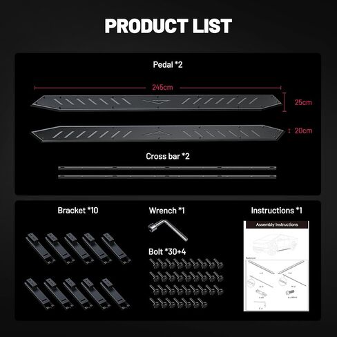 BDFHYK 2PCS Side Steps Compatible with Tesla Cybertruck 2019-2025, Heavy-Duty Running Boards, Anti-Slip Nerf Bars, Double Layer Structure, Exterior Truck Accessories in Saudi Arabia