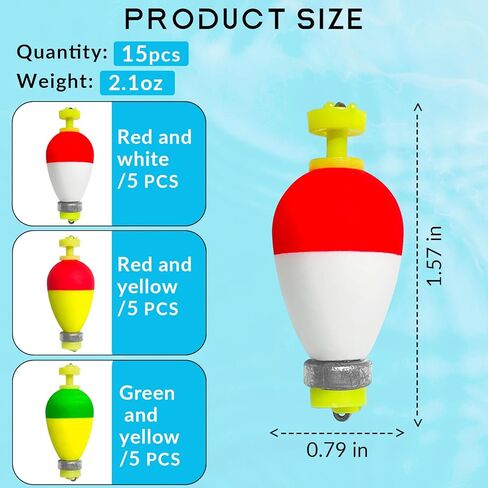 15 عبوة صيد الأسماك عوامات ، بوبس مرجحة لصيد السيجار إيفا الرغوة المفاجئة على العوامات المفرقات الربيع بوبر كرابي بانغيلز ​​تراوت تراوت بوبس سمك السلور العوامات in Kuwait