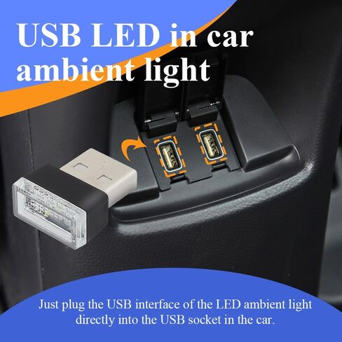 4PCS USB LED Car Interior Atmosphere Lamp, Plug-in USB Decor Night Light, Portable Auto Ambient Lighting Kit, Universal Car Interior Accessories LED Night Light for Most Cars (Blue) in Saudi Arabia