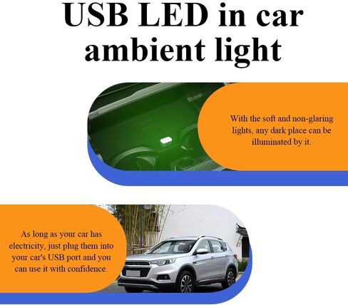 4PCS USB LED Car Interior Atmosphere Lamp, Plug-in USB Decor Night Light, Portable Auto Ambient Lighting Kit, Universal Car Interior Accessories LED Night Light for Most Cars (Blue) in Saudi Arabia