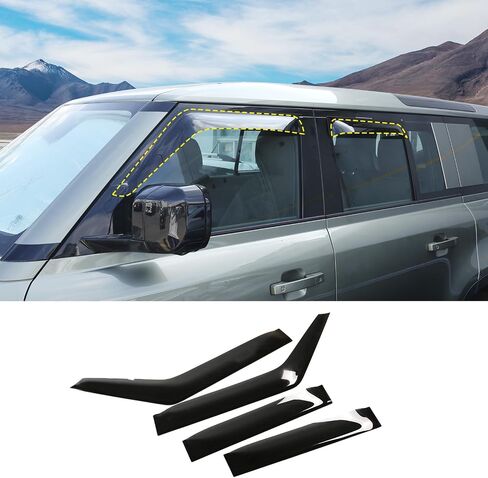 متوافق مع Land Rover Defender 110/130 2020-2024 انحرافات النافذة الجانبية ، ABS خارج جبل حراس المطر ، حراس المطر لنوافذ السيارات ، 4pcs (إصدار 110/130) in Saudi Arabia