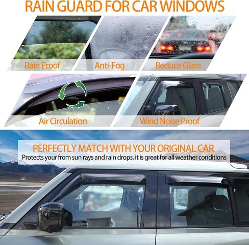 متوافق مع Land Rover Defender 110/130 2020-2024 انحرافات النافذة الجانبية ، ABS خارج جبل حراس المطر ، حراس المطر لنوافذ السيارات ، 4pcs (إصدار 110/130) in Saudi Arabia