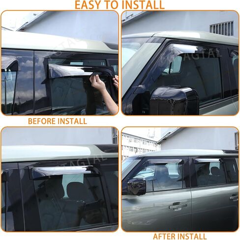 متوافق مع Land Rover Defender 110/130 2020-2024 انحرافات النافذة الجانبية ، ABS خارج جبل حراس المطر ، حراس المطر لنوافذ السيارات ، 4pcs (إصدار 110/130) in Saudi Arabia