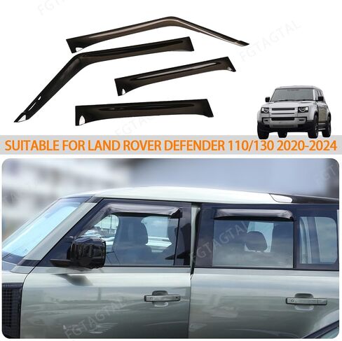 متوافق مع Land Rover Defender 110/130 2020-2024 انحرافات النافذة الجانبية ، ABS خارج جبل حراس المطر ، حراس المطر لنوافذ السيارات ، 4pcs (إصدار 110/130) in Saudi Arabia