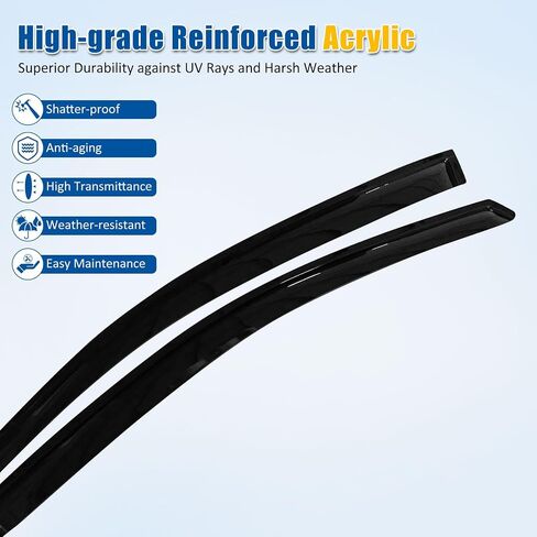 FREEMOTOR802® Tape-on Side Window Visors Wind Deflectors Rain Guards Vent Visors, Compatible with 2007-2011 Toyota Yaris 2-Door Hatchback, Slim Style Smoke Tinted Acrylic 2 Pieces in Saudi Arabia