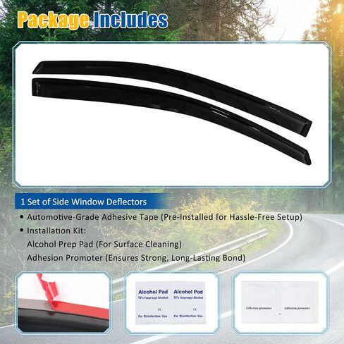 FREEMOTOR802® Tape-on Side Window Visors Wind Deflectors Rain Guards Vent Visors, Compatible with 2007-2011 Toyota Yaris 2-Door Hatchback, Slim Style Smoke Tinted Acrylic 2 Pieces in Saudi Arabia