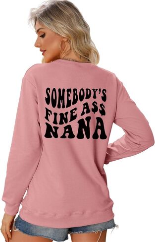 Banana Bad Ass Nana Grandma Grandmother Sweatshirt, Funny Double-Print Letter Graghic Long Sleeve Nana Tops in Saudi Arabia