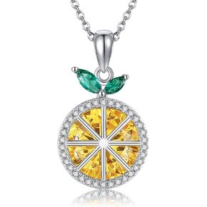 Lemon Gifts 925 Sterling Silver Lemon Necklace Yellow Crystal Fruit Shape Jewelry Gift for Women Lemon Lovers in Saudi Arabia