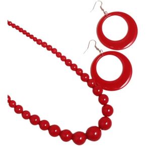 Todu Chunky Large Acrylic Beaded Necklace Earrings Set Candy Color 80s Necklace Earrings For Women Fashion Hip Hop Jewelry Gift in Kuwait