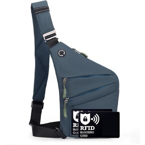 Anti Theft Crossbody Bags for Women Men, Multi-Pocket Shoulder Bag, Slim Sling Bags with 2 RFID Blocking Card in Saudi Arabia