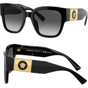 Versace VE4437U 54 ملم نظارة شمسية استقطاب للنساء - إطار أسيتات أسود مع معابد سوداء وحماية للأشعة فوق البنفسجية 100 ٪ ونظارات شمسية خفيفة الوزن ومريحة ، مجموعة نظارات eshades in Kuwait