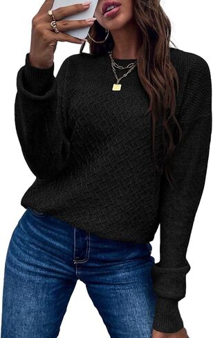 EVALESS Women's Fall Sweater 2025 Casual Long Sleeve Crewneck Knit Pullovers Jumper Tops in Saudi Arabia