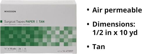 McKesson Surgical Tapes, Non-Sterile, Breathable Paper, 1 in x 10 yds, 12 Rolls, 1 Pack in Saudi Arabia