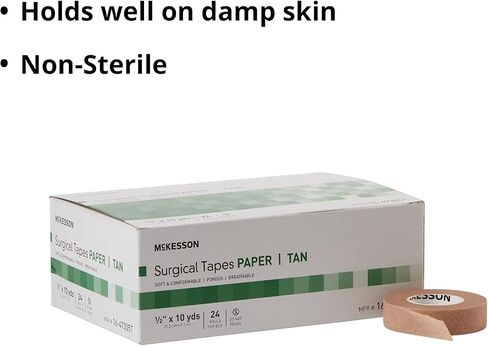McKesson Surgical Tapes, Non-Sterile, Breathable Paper, 1 in x 10 yds, 12 Rolls, 1 Pack in Saudi Arabia