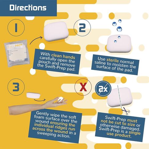 Swift-Prep Wound Debridement Pad - 10cm x 10cm - Pack of 5 - Super Soft - Fibre Free - Highly Absorbent - Non-Adhesive - Foam Dressing in Saudi Arabia