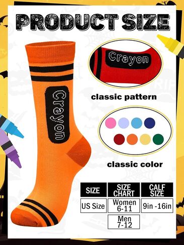 8 Pairs Crayon Socks Colorful Striped Thigh High Stockings Neon Knee Socks for Women Girls Halloween Costume Party Accessories in Kuwait