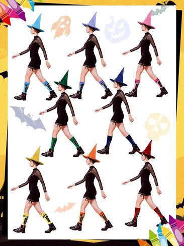 8 Pairs Crayon Socks Colorful Striped Thigh High Stockings Neon Knee Socks for Women Girls Halloween Costume Party Accessories in Kuwait