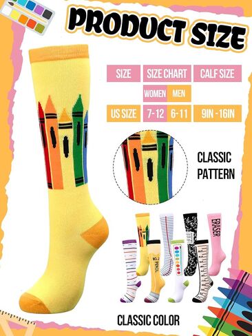 8 Pairs Crayon Socks Colorful Striped Thigh High Stockings Neon Knee Socks for Women Girls Halloween Costume Party Accessories in Kuwait