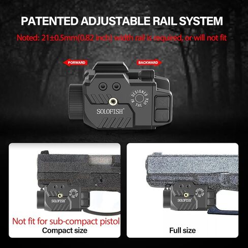 SOLOFISH 600LM مسدس كومبو ليزر مع السكك الحديدية القابلة للتعديل للسكك الحديدية الكاملة والضغوط ، مشهد ليزر أخضر مقاوم للصدمات وضوء السلاح مع وظيفة القوية والذاكرة ، قابلة لإعادة الشحن in Kuwait