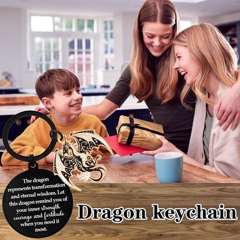 هدية Dragon Keychain للرجال - المجوهرات الملهمة للبالغين ، تنين اللطيف هدية مفاتيح لعيد ميلاد صديق in Saudi Arabia