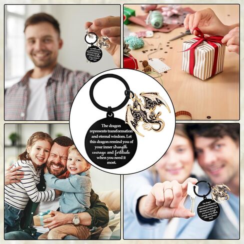 هدية Dragon Keychain للرجال - المجوهرات الملهمة للبالغين ، تنين اللطيف هدية مفاتيح لعيد ميلاد صديق in Saudi Arabia