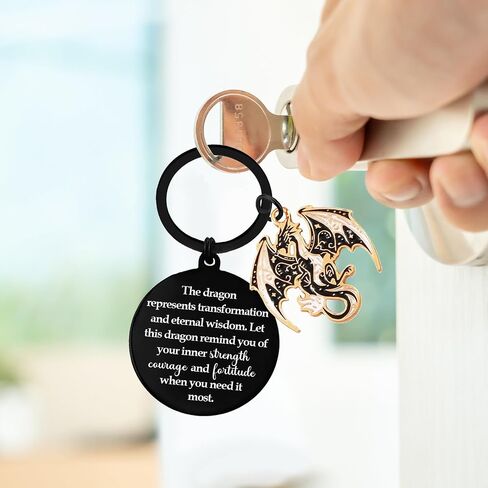 هدية Dragon Keychain للرجال - المجوهرات الملهمة للبالغين ، تنين اللطيف هدية مفاتيح لعيد ميلاد صديق in Saudi Arabia