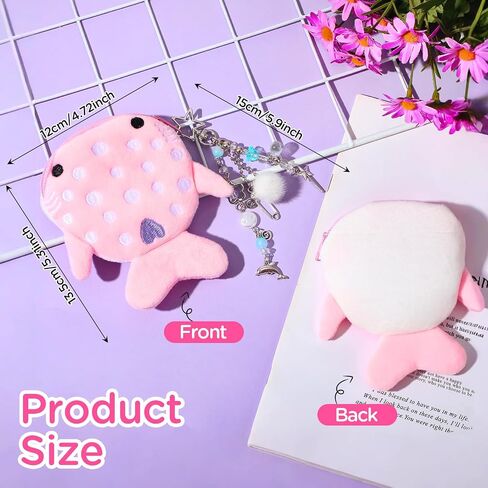 سلسلة مفاتيح حوت القرش المحفظة للرجال للنساء المصنوعة يدويًا للأحذية النقدية اللطيفة مع سلسلة مفاتيح السوستة (الوردي) in Saudi Arabia