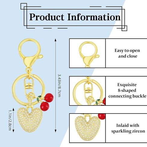 A-Z Letter Keychains for Women Zirconia Initial Keychain with Cherry Bag Purse Charms Backpack Accessories Gift in Saudi Arabia