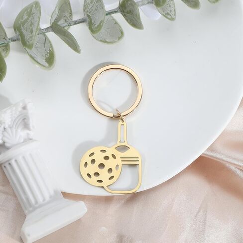 Pickleball Keychain with 1 Charms,Perfect Pickleball Accessories and Gifts for Christmas & Birthdays,Ideal for Pickleball Bag Backpack - Men, Women, Kids, Golden in Saudi Arabia