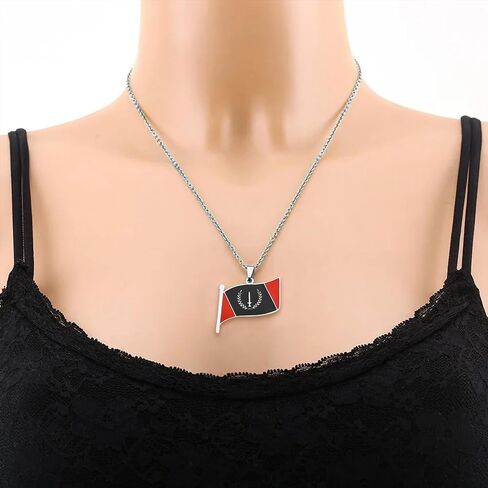 African American Flag Pendant Necklaces for Women Men Stainless Steel Charm Gold Silver Color Jewelry - Black American Heritage Flag Jewelry in Saudi Arabia