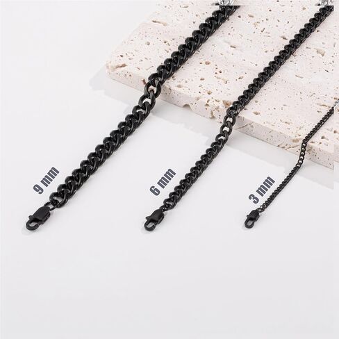 XIANNVXI Cuban Link Chain for Men Women 18k Real Gold Plated Mens Link Chain Necklace Silver Gold Black Stainless Steel Chain 20In 3mm/6mm/9mm Mens Jewelry in Kuwait