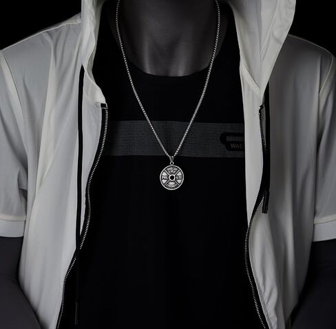 Mens Stainless Steel Philippians 4:13 Pendant Necklace, Shields of Strength Weight Plate Medallion in Saudi Arabia