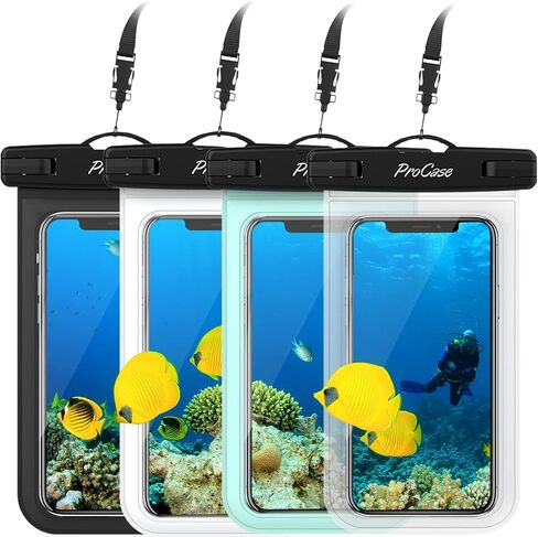 Procase 4 Pack Pack Fack Pouch Pouch Bag Dry Bag Underwater For iPhone 16 15 14 13 12 11 Pro Plus Max Mini XS XR x 8 7 ، in Kuwait