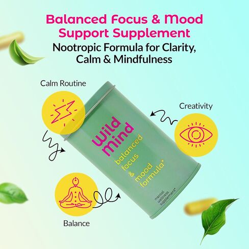 Wild Mind Clarity Mental Clarity Focus and Mood Support ملحق للعافية العقلية-دعم الدماغ NOOTROPIC 4-40 يومًا من الإمداد لمدة 30 يومًا in Saudi Arabia