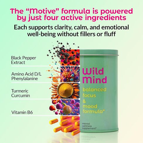 Wild Mind Clarity Mental Clarity Focus and Mood Support ملحق للعافية العقلية-دعم الدماغ NOOTROPIC 4-40 يومًا من الإمداد لمدة 30 يومًا in Saudi Arabia