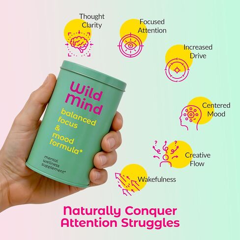 Wild Mind Clarity Mental Clarity Focus and Mood Support ملحق للعافية العقلية-دعم الدماغ NOOTROPIC 4-40 يومًا من الإمداد لمدة 30 يومًا in Saudi Arabia
