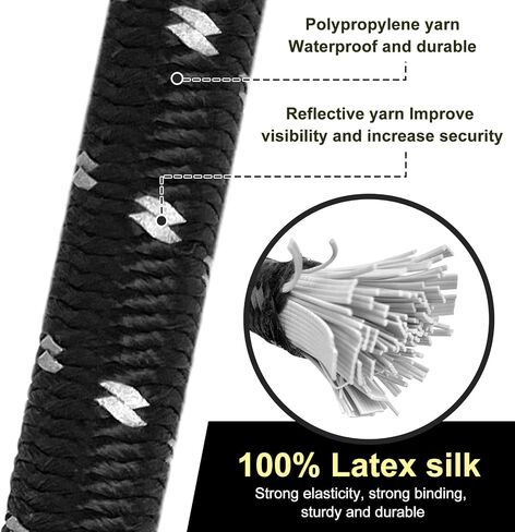 Bungee Cord Luggage Cord Resilience 40 Inch 4 Pieces for SecuringTents, Tarps, Luggage ，Truck, ATV Off-Road Motorcycle Bicycle Riding,Multi-Scenario Applicable (Black) in Saudi Arabia