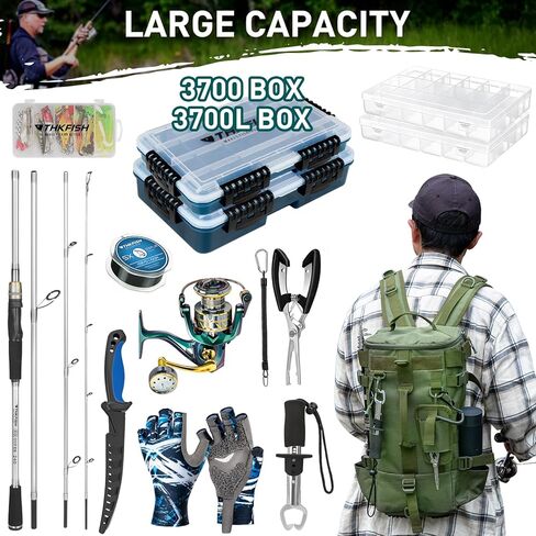 Thkfish 85pcs مجموعة أدوات صيد الأسماك ، مجموعة أدوات الترس في الصيد تشمل حقيبة ظهر صيد مع حاملي القضبان ومجموعات صيد الأسماك في صيد الأسماك in Kuwait
